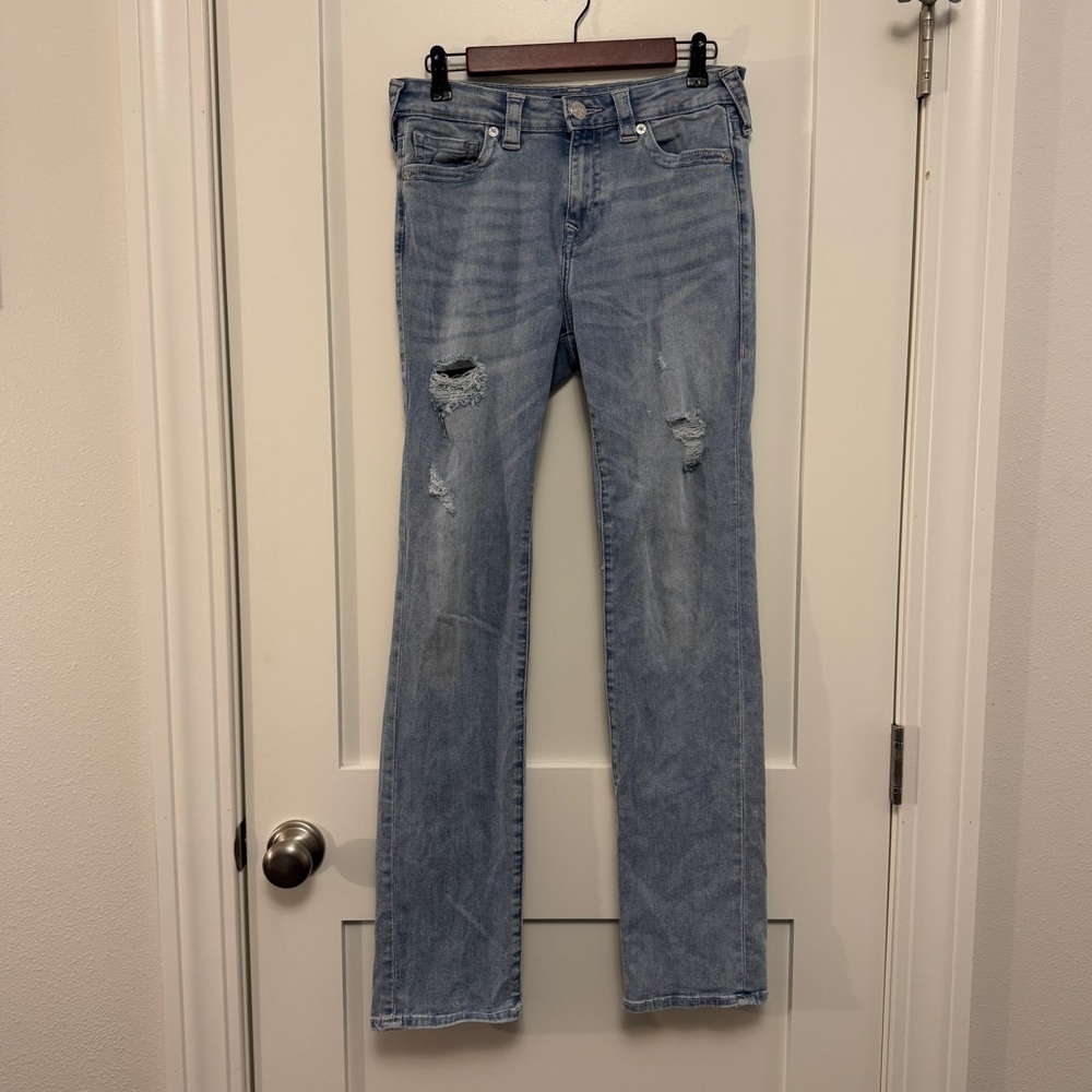 True Religion Billie Mid-Rise Destroy Straight Leg Jeans 29x32